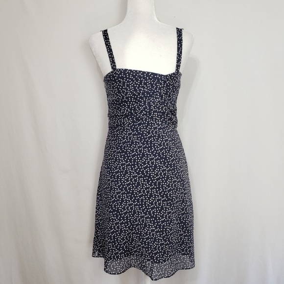 NWT- J Crew Swirling dot Navy Ruffle Dress - Picture 5 of 8